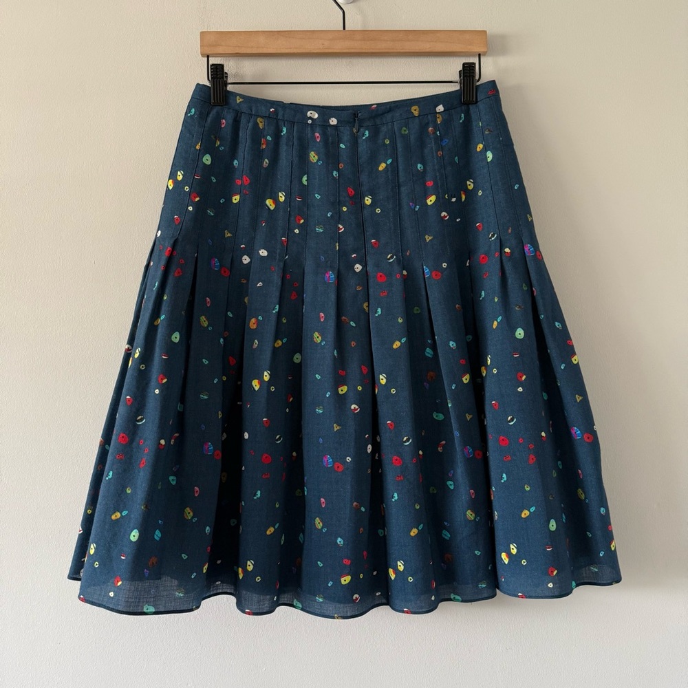 Akris Punto 100% Wool Midi Skirt Womens 10 A Line Blue Business Casual Designer - Picture 2 of 16